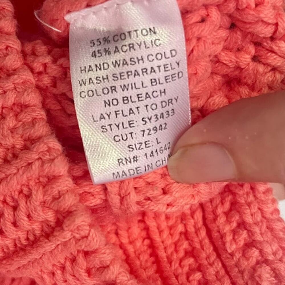 She Sky Cable Knit Sweater Vest Sz L Coral Preppy Coastal Y2K Spring Cottage NWT - Picture 10 of 12